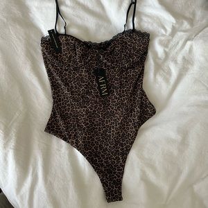 AFRM Liam Bodysuit - Vintage Leopard (Medium) NEW w/ TAGS